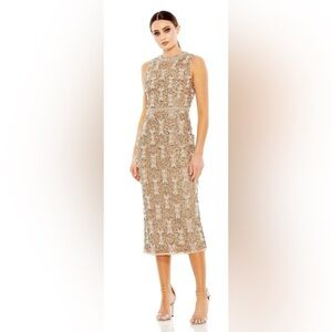 Elegant Gold Sleeveless Dress Mac Duggal Style 93764 Size 12 NWT
